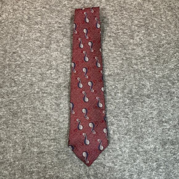 City of London by Ferrell Reed Mens Tie Burgundy Geometric 100% Silk NeckTie - Picture 2 of 7